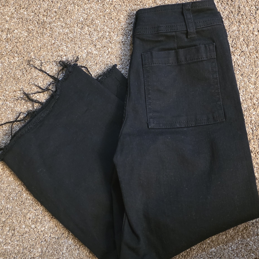 GB Girls Black Wide Leg Frayed Denim Jeans Dillards